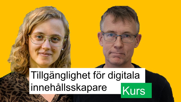 Evelina och Pär som håller kursen tillgänglighet för digitala innehållsskapare