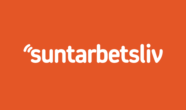 Suntarbetslivs logotyp på orange bakgrund